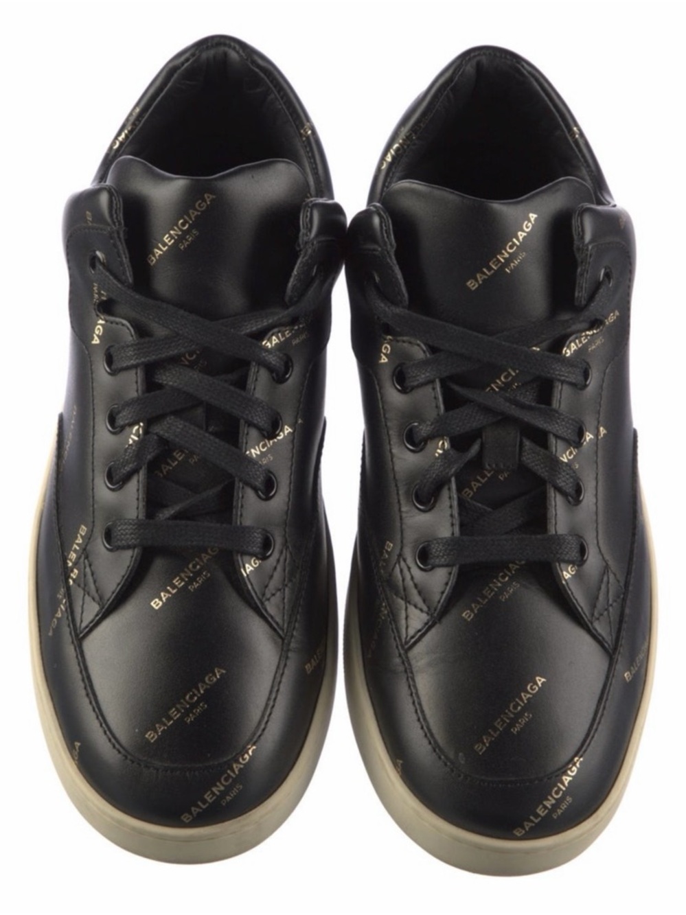 Balenciaga Women’s Black Logo Leather Sneakers